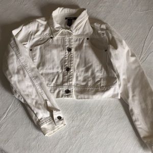 Dkny white mini jean jacket